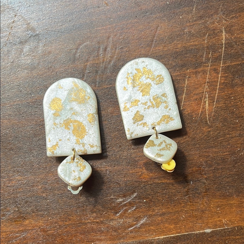 Gold and Silver Dangle Clip-On Earrings